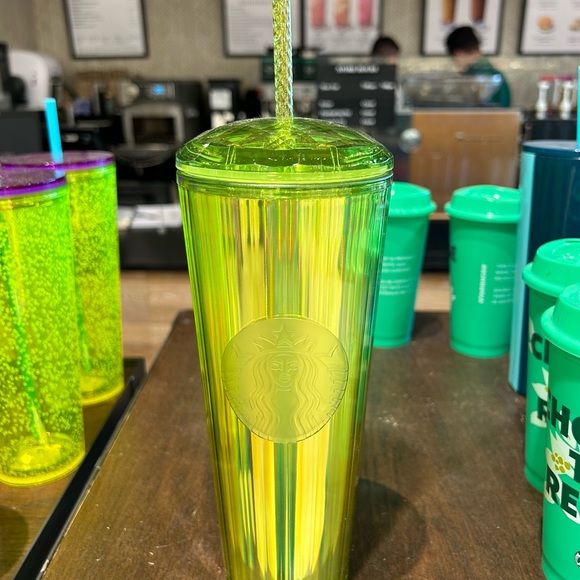 Starbucks Kaleidoscope Dome Cup Yellow Lime Iridescent Tumbler Cup 24oz New 2023 - Picture 6 of 14